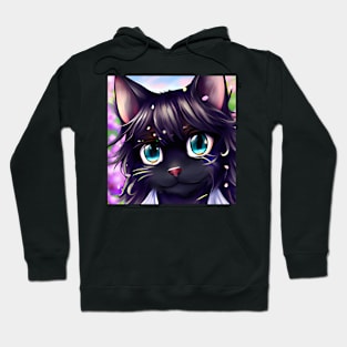 Anime Black Cat With Blue Eyes Hoodie